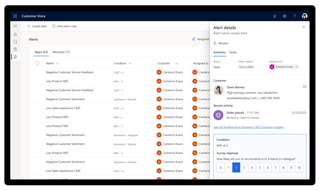 screenshot of Dynamics 365 Customer Voice